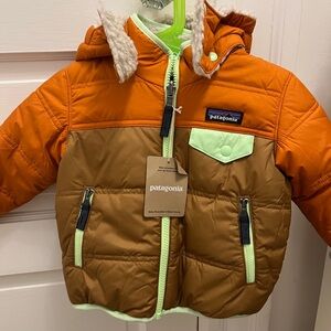 Patagonia Orange and Green Fleece-Lined Jacket